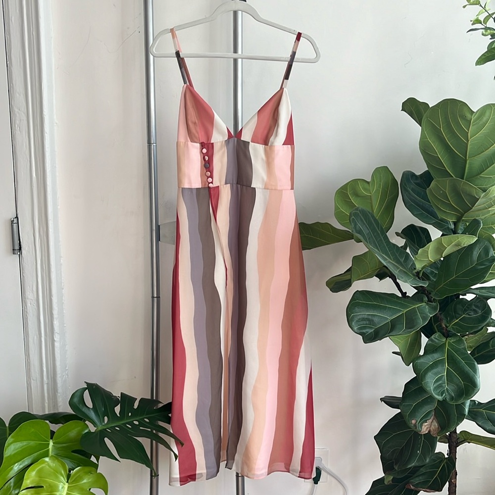 Petite studio midi striped slit dress size small